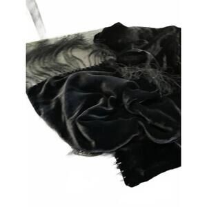 Tie Rack Black  DSided Velvet Silk Blend  Scarf XLong/Fringe Luxury Vintage